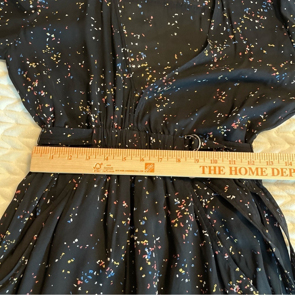 A.L.C Samantha Midi Black Dress with Multicolor Speckles, long Sleeve, 100% silk - Picture 13 of 16